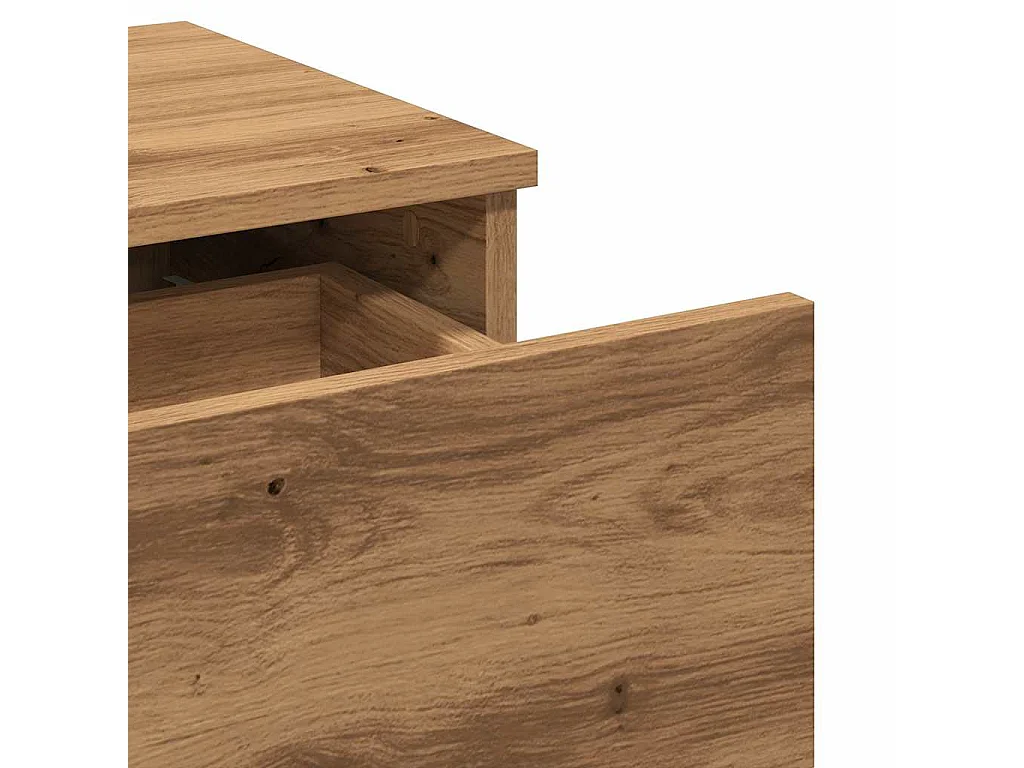 Table de chevet chêne artisanal 40x35x65 cm bois d'ingénierie