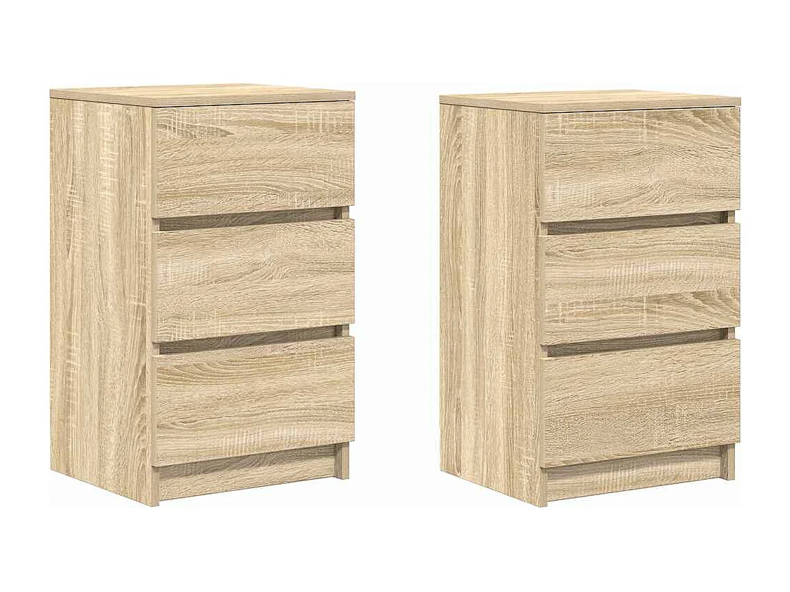Mesillas de noche con 3 cajones 2 unidades roble Sonoma 39x35x65 cm