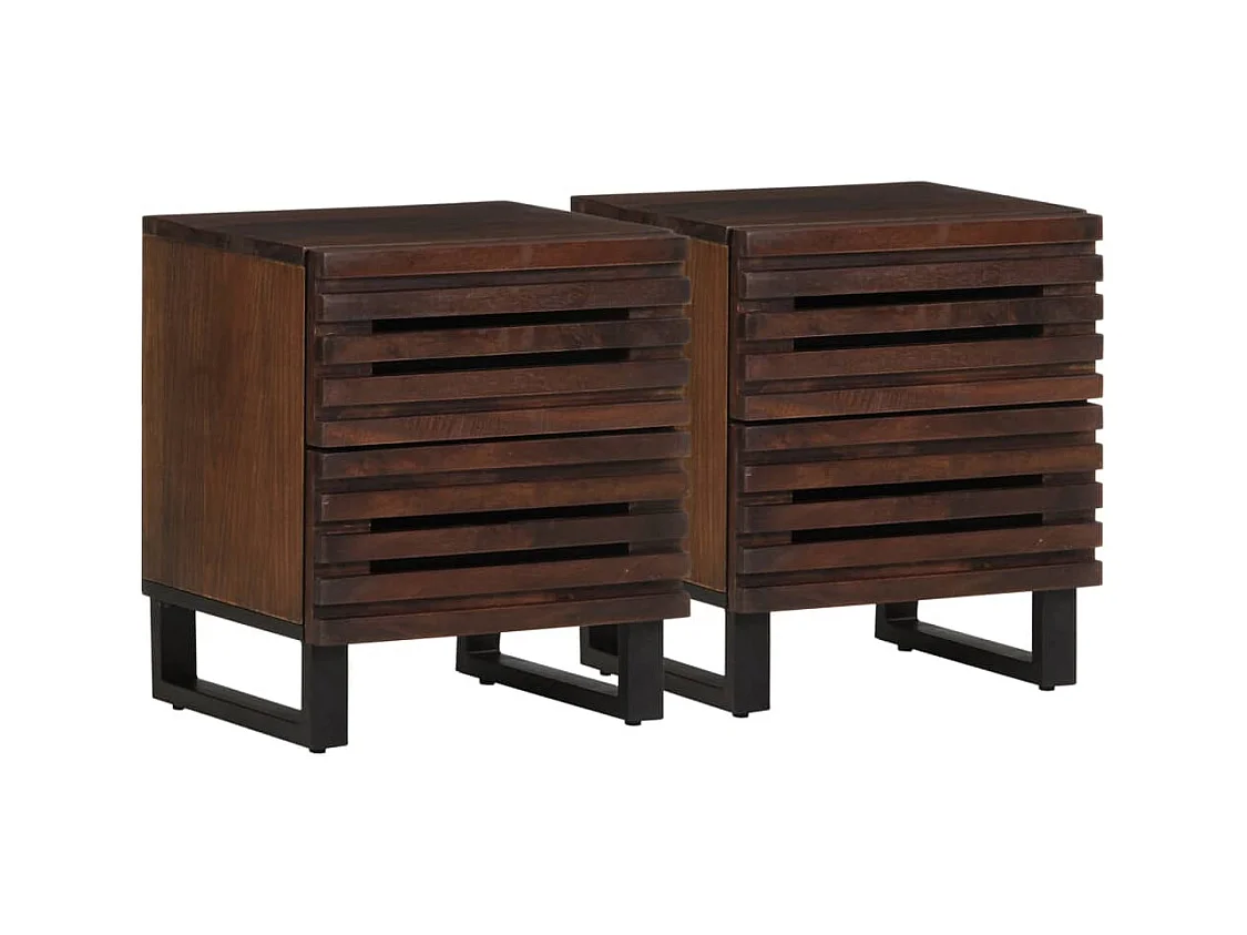 Mesitas de noche 2 unidades madera maciza de mango 40x33x46 cm