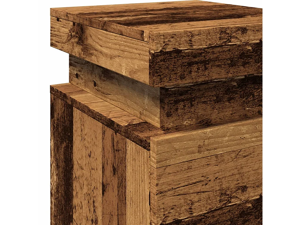 Table de chevet et LED vieux bois 35x39x55 cm bois d'ingénierie