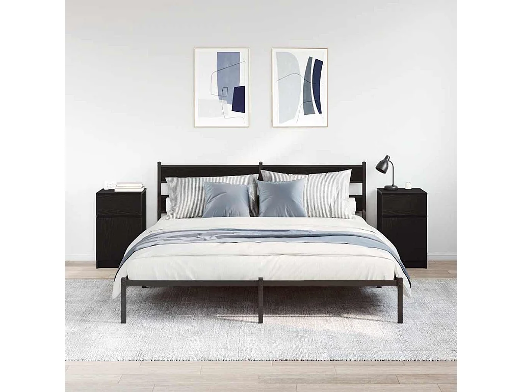Nachtkastjes 2 st 39x35x65 cm bewerkt hout zwart