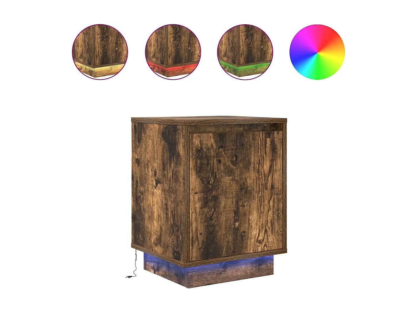 Nachtkastje met LED-verlichting 38x34x50cm gerookt eikenkleurig