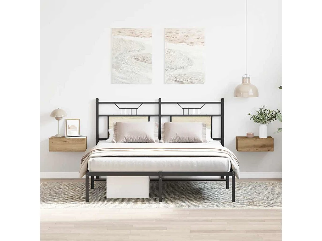 Mesa cabeceira suspensa 2 peças carvalho artesanal 40x32x15 cm