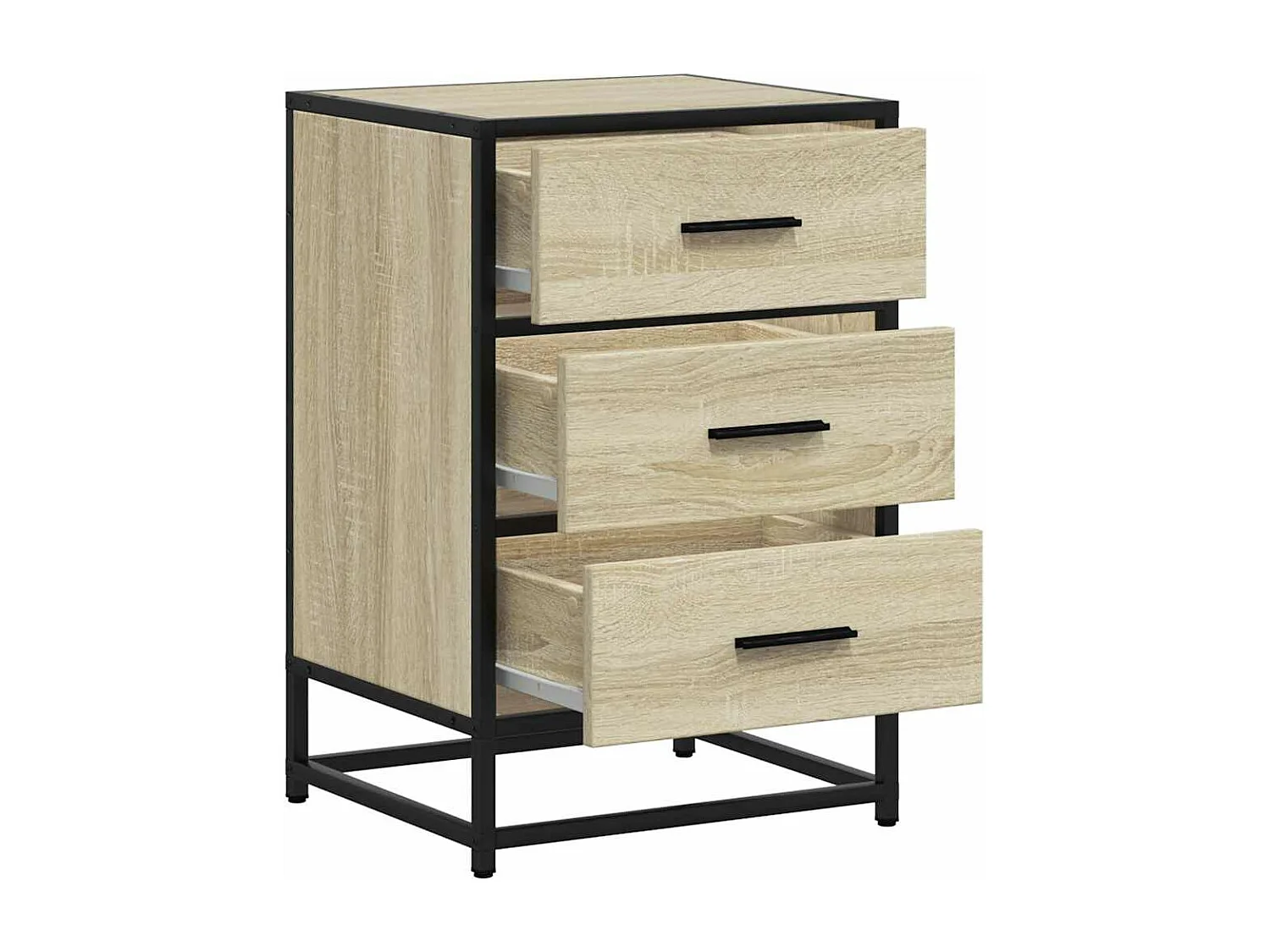 Nachtkastje 40x34,5x60 cm bewerkt hout en metaal sonoma eiken