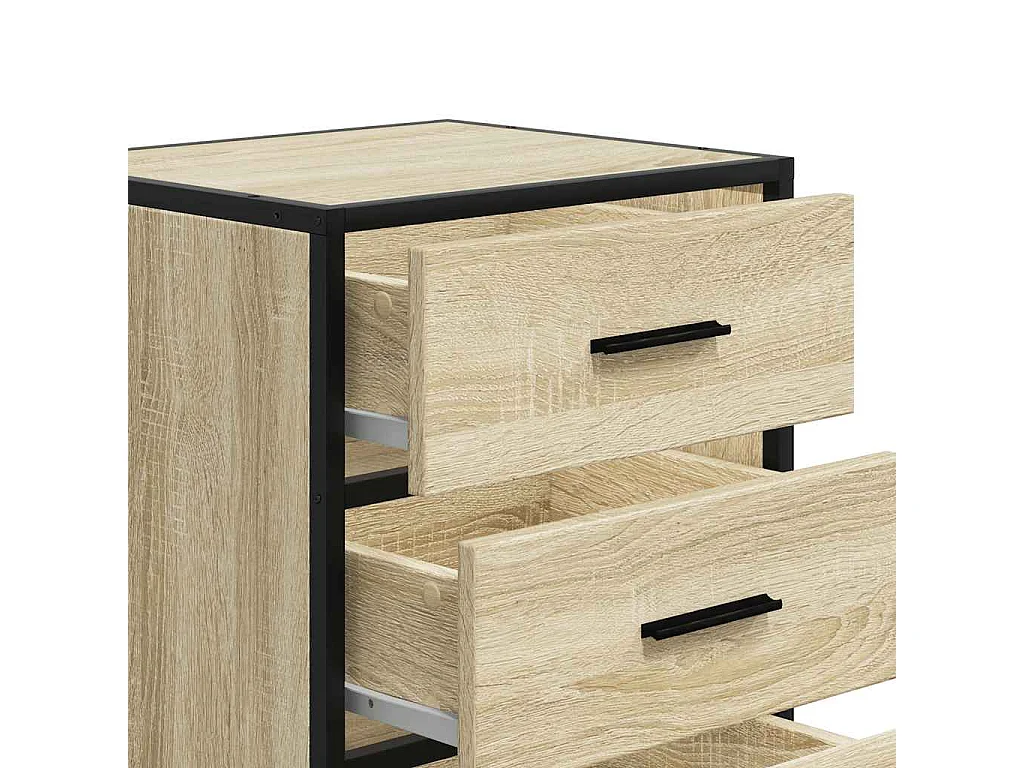 Nachtkastje 40x34,5x60 cm bewerkt hout en metaal sonoma eiken