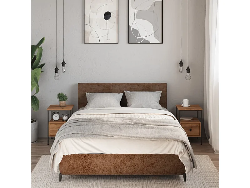 Tables de chevet 2 pièces chêne artisanal bois d'ingénierie