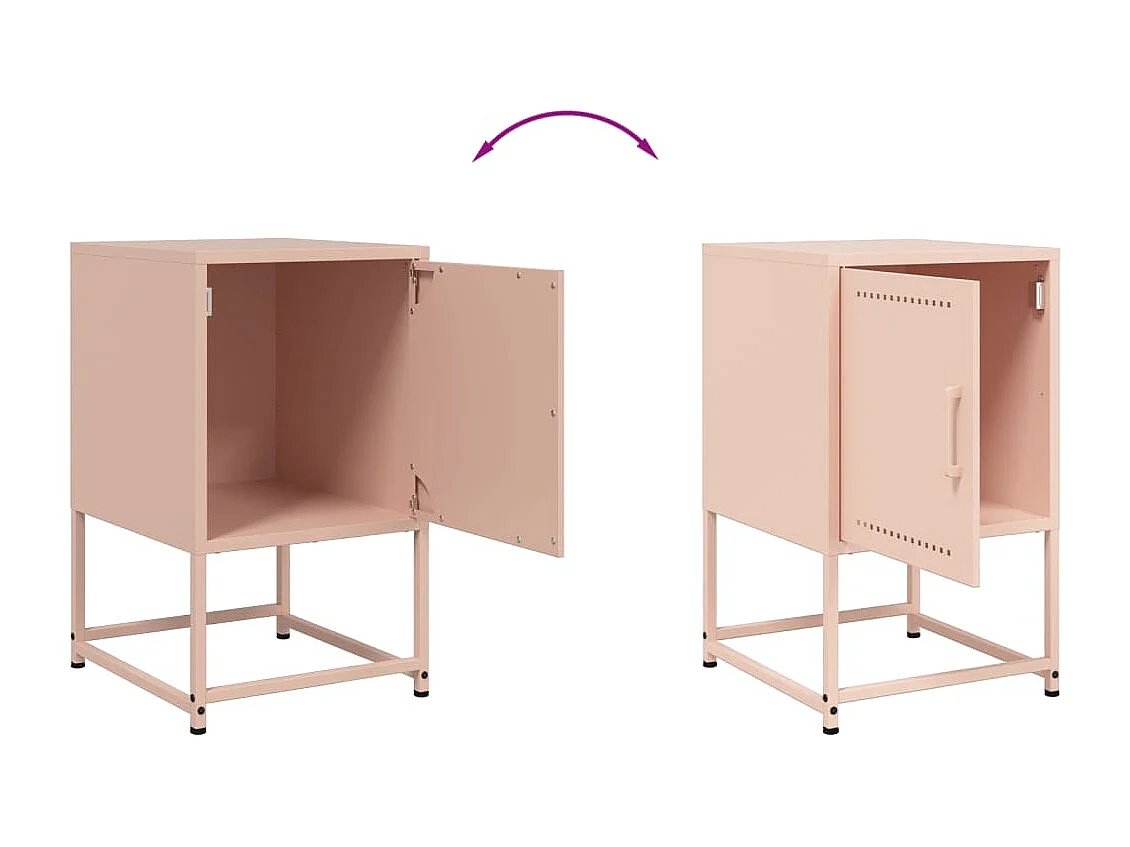 Tables de chevet 2 pièces rose 36x39x60,5 cm acier