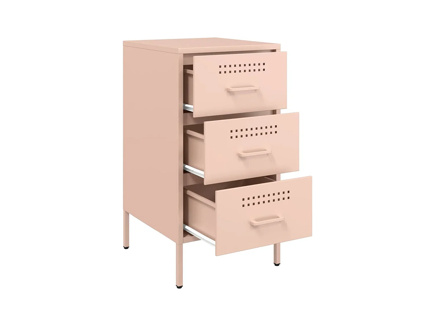 Table de chevet rose 36x39x68 cm acier laminé à froid