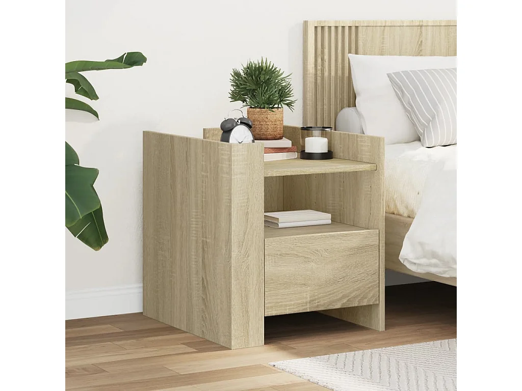 Mesita de noche madera de ingeniería roble Sonoma 45x50x50 cm