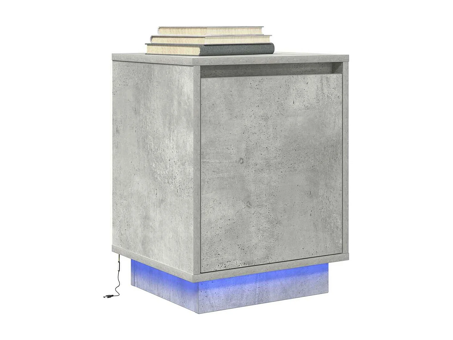 Tables de chevet avec lumières LED 2 pièces gris béton 38x34x50 cm