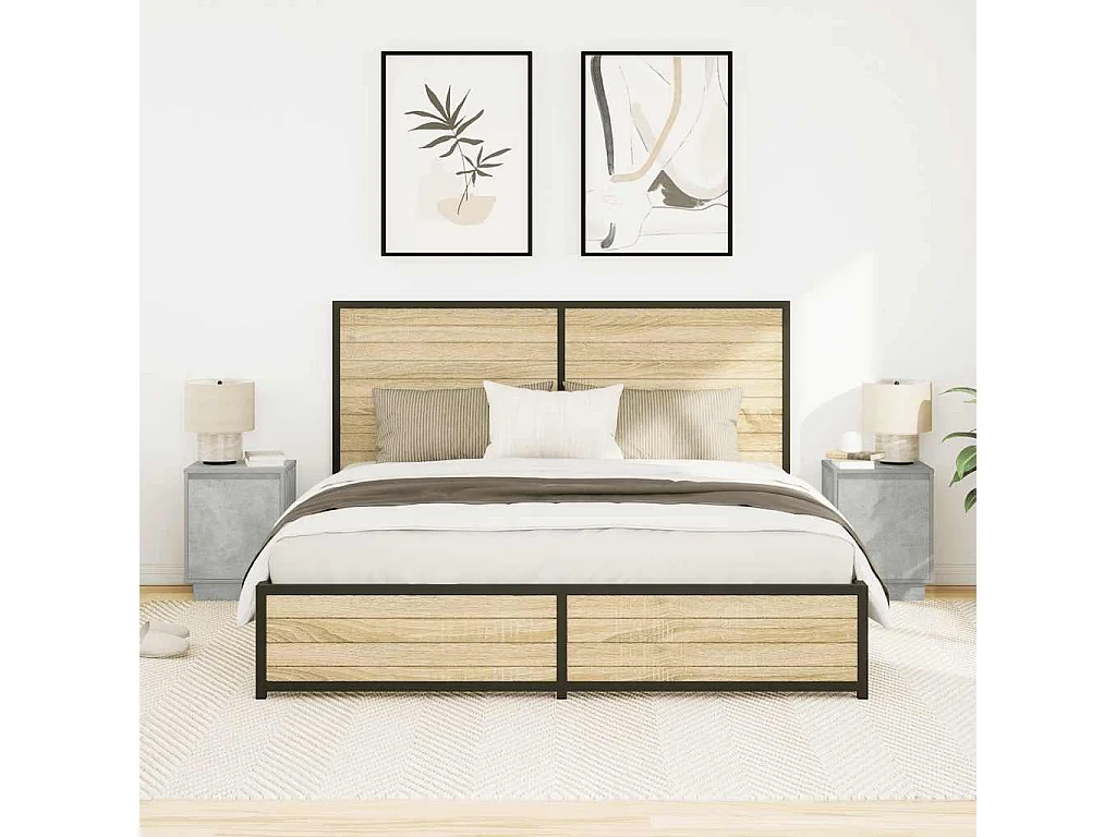 Nachtkastjes met led-verlichting 2 st 38x34x50 cm betongrijs