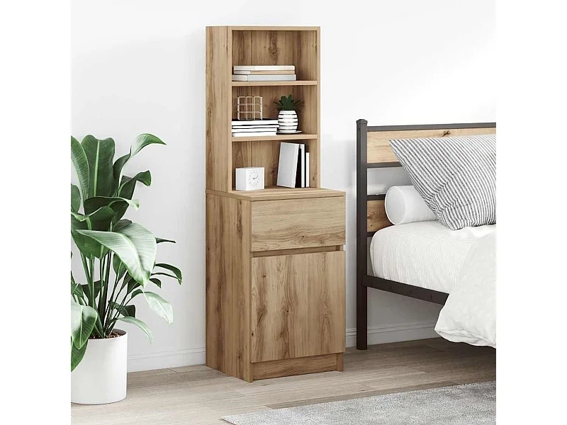 Table de chevet chêne artisanal 39x35x125 cm bois d'ingénierie