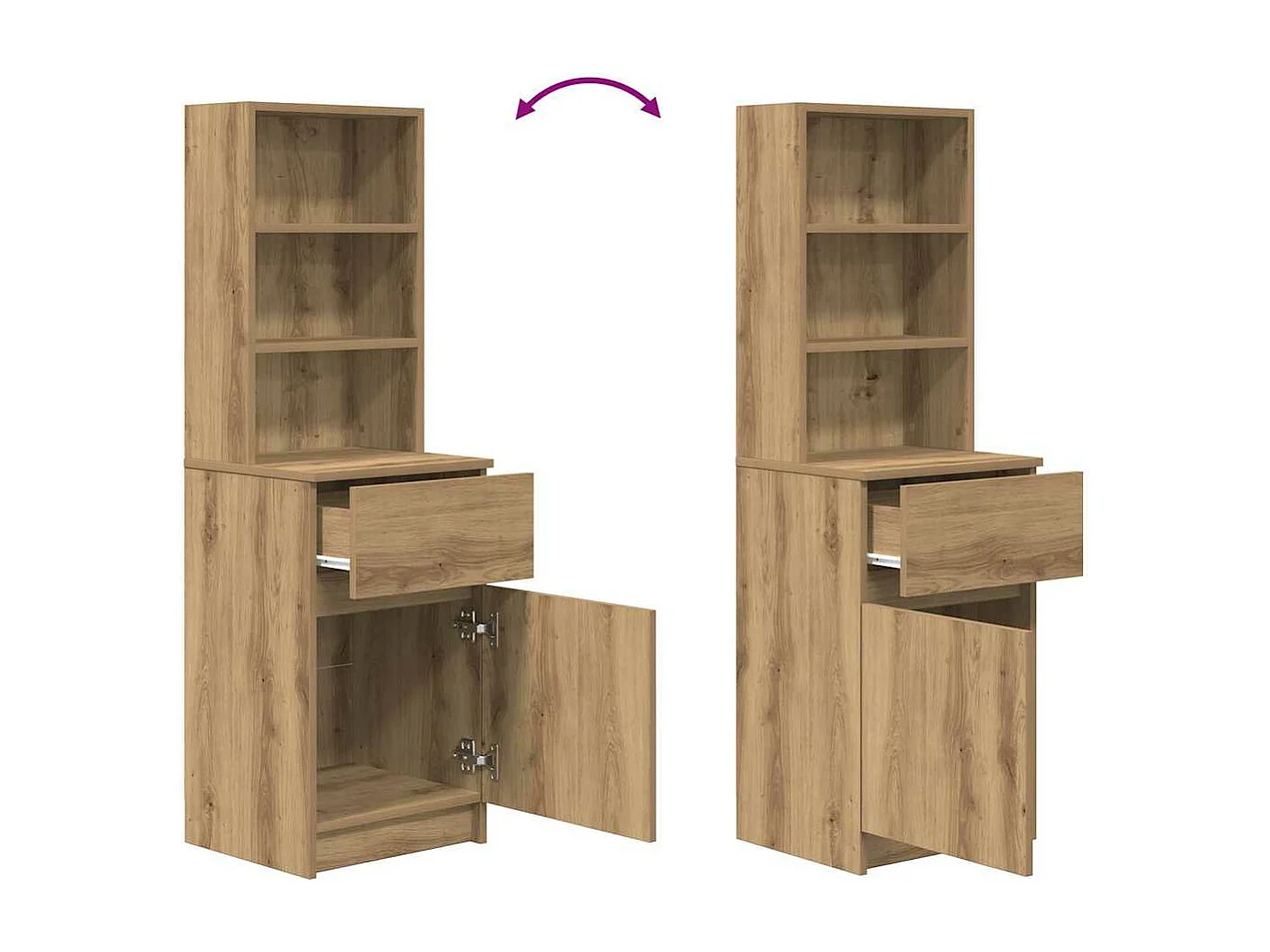 Table de chevet chêne artisanal 39x35x125 cm bois d'ingénierie