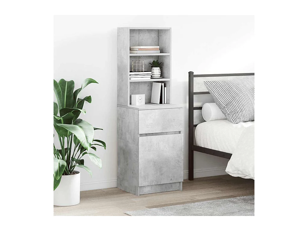 Table de chevet gris béton 39x35x125 cm bois d’ingénierie