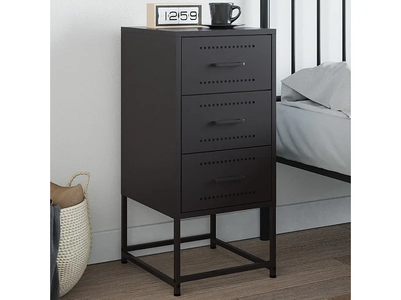 Table de chevet noir 36x39x78 cm acier