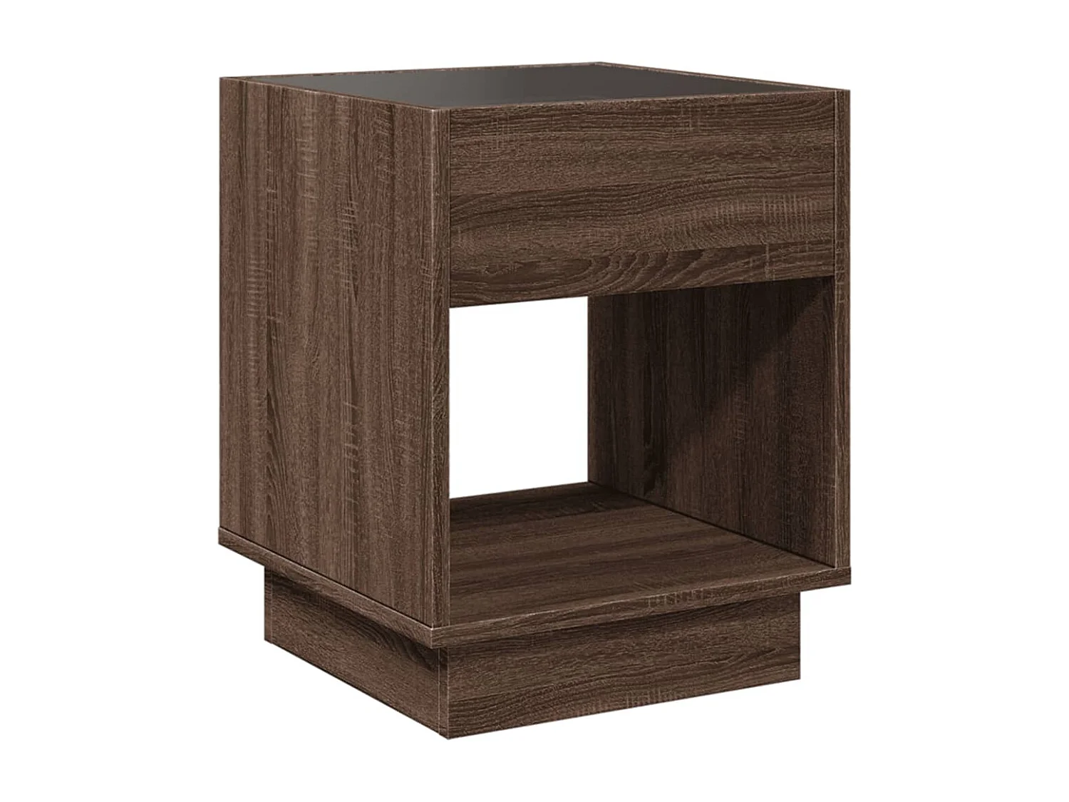 Table de chevet avec LED infini chêne marron 40x40x50 cm