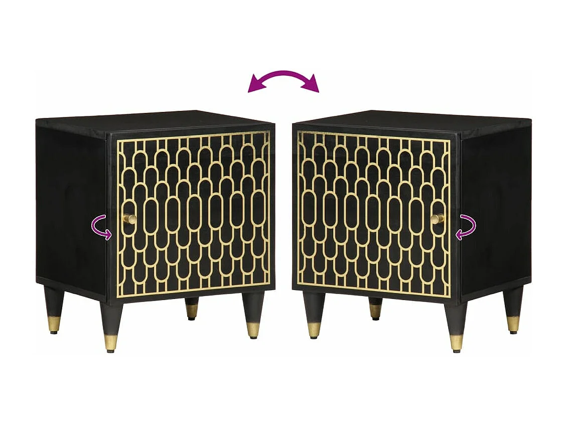 Tables de chevet 2 pièces 40x33x46 cm Bois de manguier solide