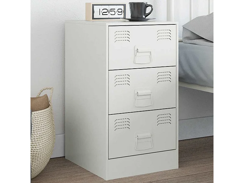 Table de chevet blanc 34,5x39x62 cm acier