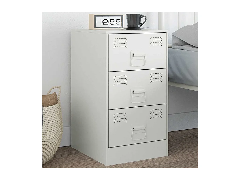 Table de chevet blanc 34,5x39x62 cm acier