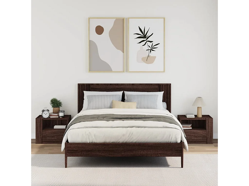 Nachtkastjes 2 st wandgemonteerd 45x30x35 cm bruin eikenkleurig