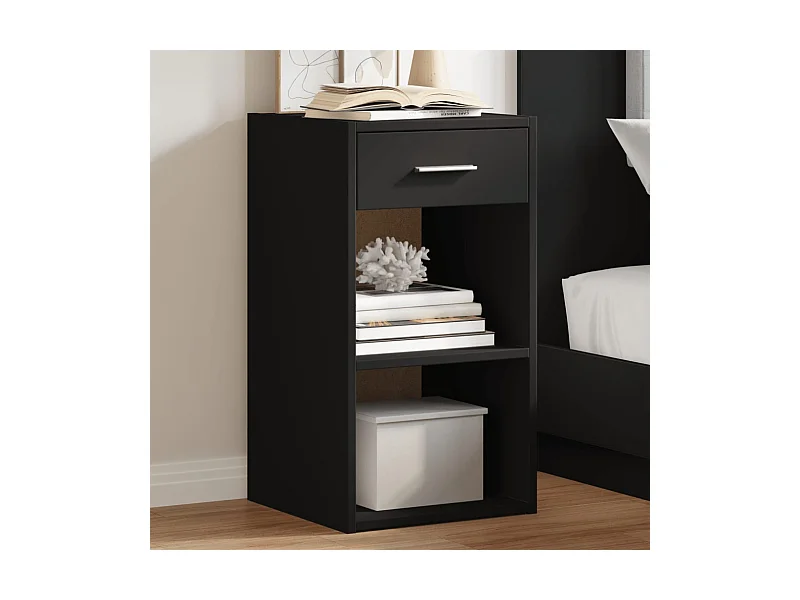 Mesas de cabeceira 2 peças 35x34x65 cm derivados de madeira preto