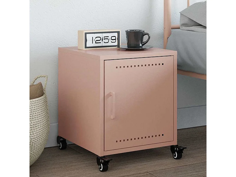 Mesa de cabeceira 36x38,5x43,5 cm aço rosa