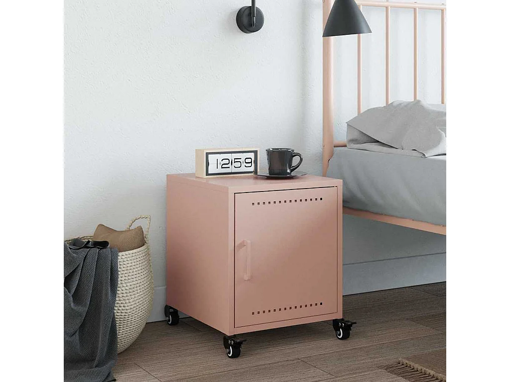 Table de chevet rose 36x38,5x43,5 cm acier