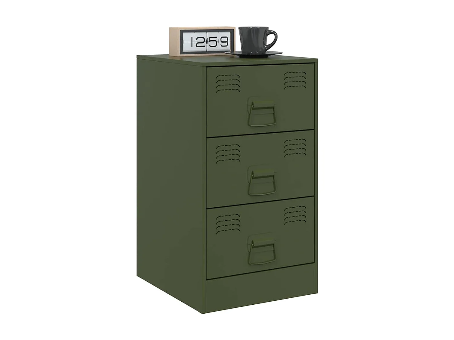 Tables de chevet 2 pièces noir vert olive 34,5x39x62 cm acier