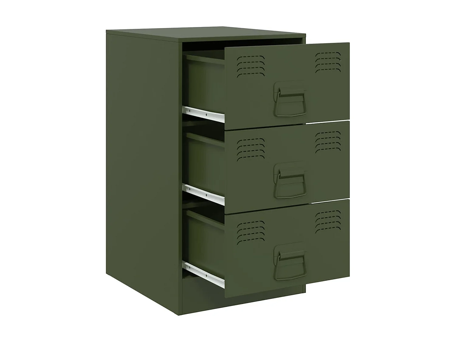 Tables de chevet 2 pièces noir vert olive 34,5x39x62 cm acier