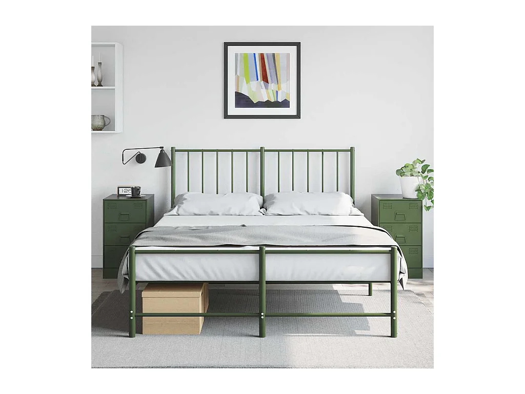 Tables de chevet 2 pièces noir vert olive 34,5x39x62 cm acier