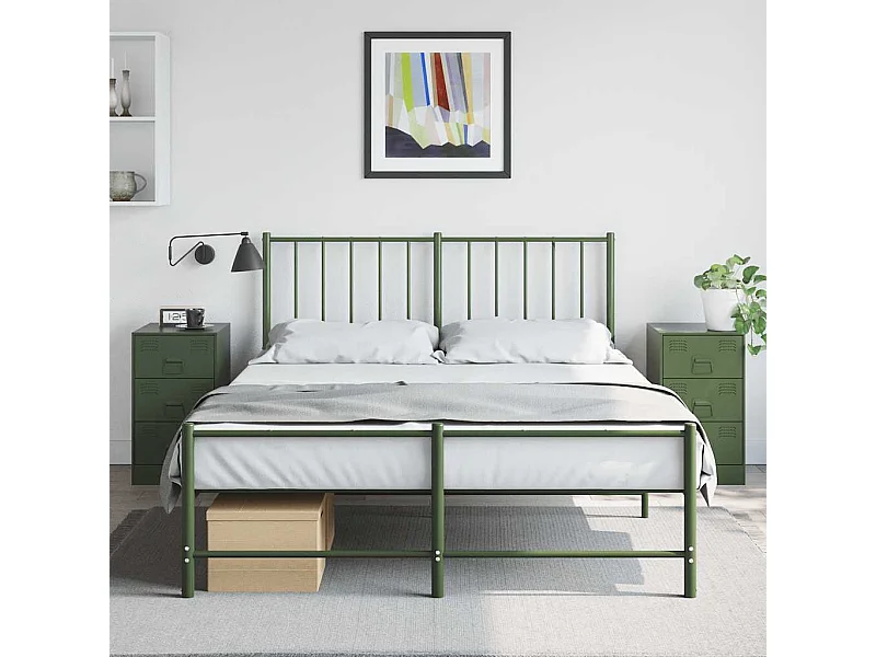 Tables de chevet 2 pièces noir vert olive 34,5x39x62 cm acier