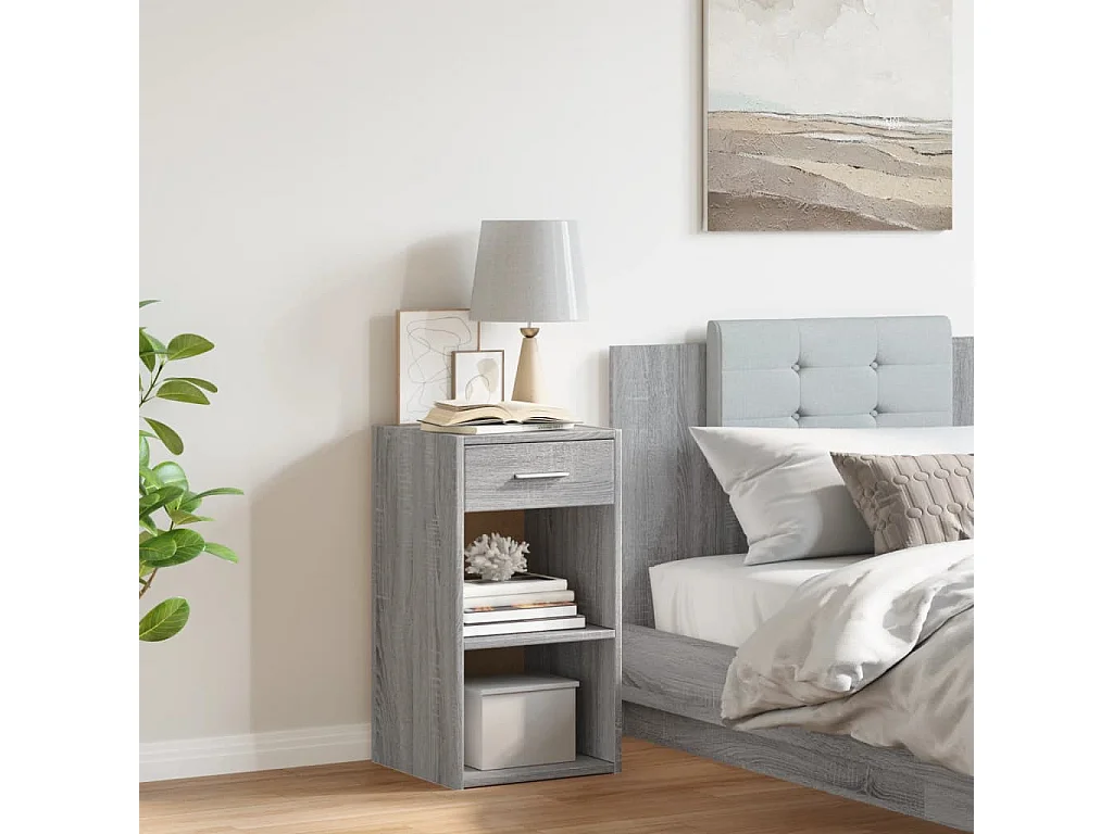 Table de chevet sonoma gris 35x34x65 cm bois d'ingénierie