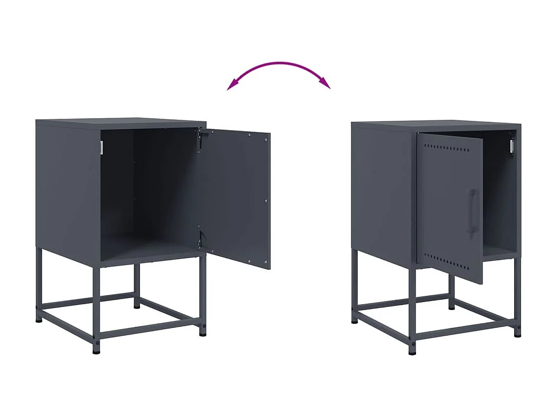 Table de chevet anthracite 36x39x60,5 cm acier