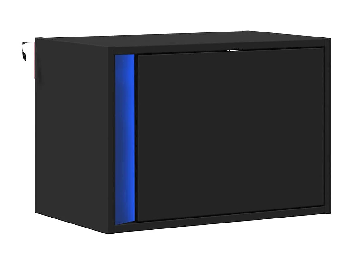 Table de chevet murale avec lumières LED noir