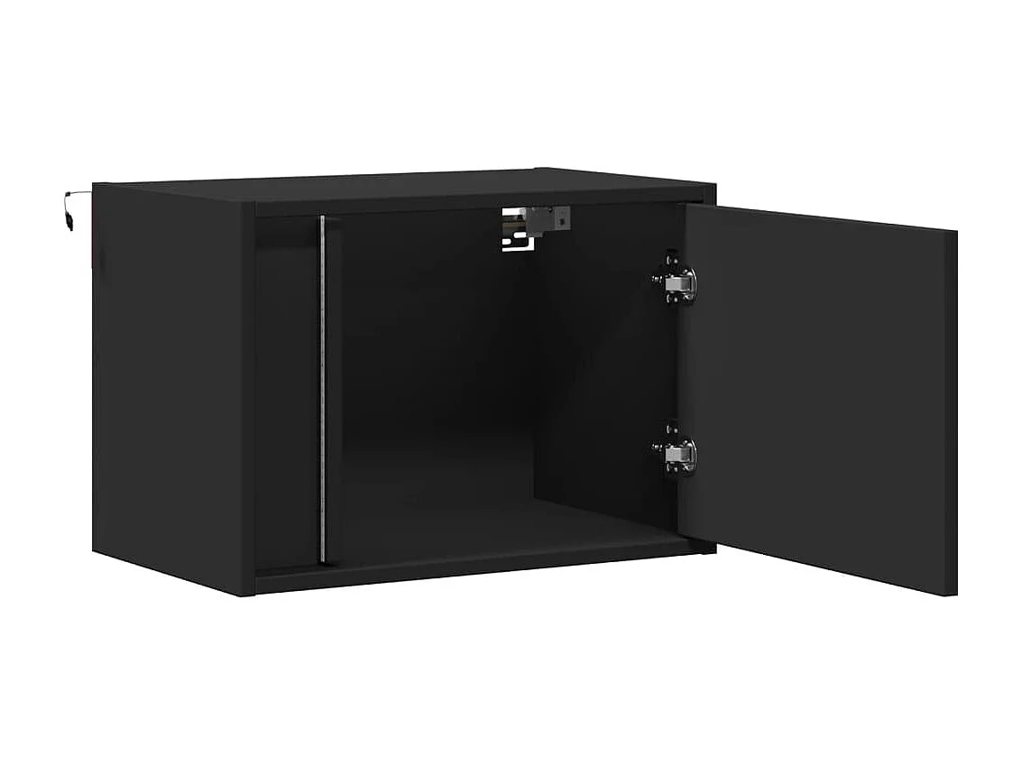 Table de chevet murale avec lumières LED noir