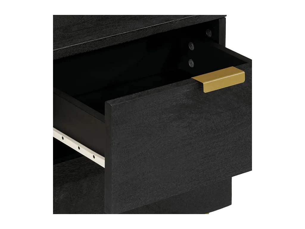 Tables de chevet 2 pièces noir 40x33x46 cm bois de manguier solide