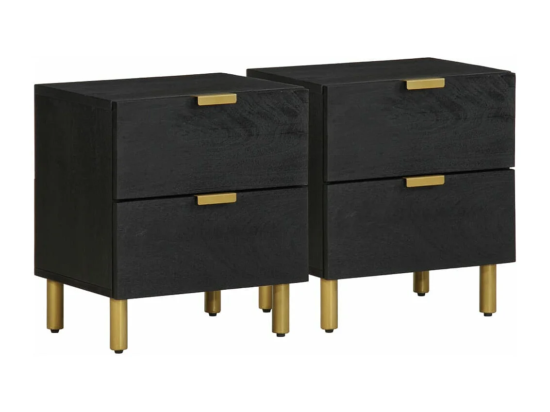 Tables de chevet 2 pièces noir 40x33x46 cm bois de manguier solide