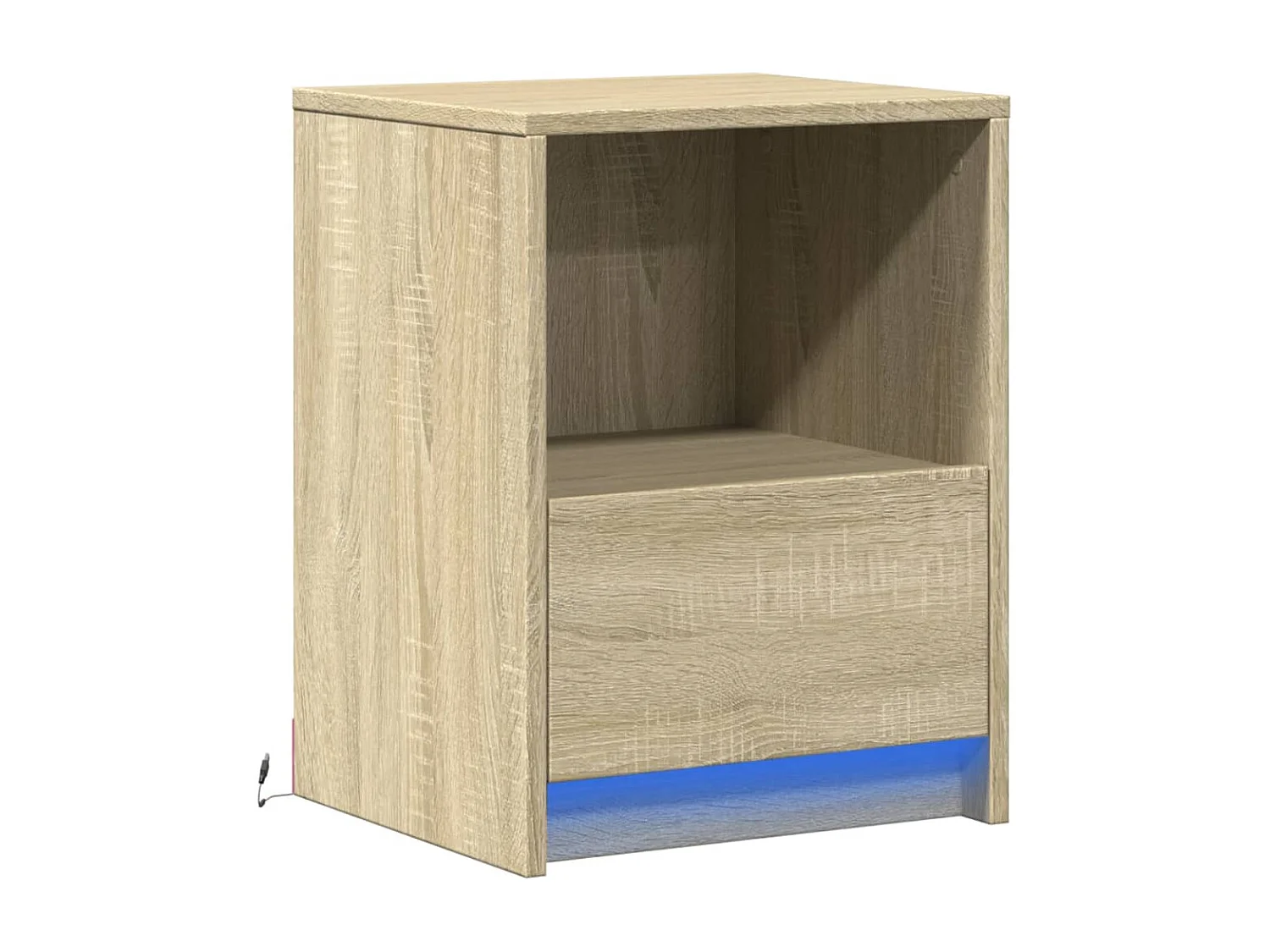 Table de chevet avec lumières LED chêne sonoma