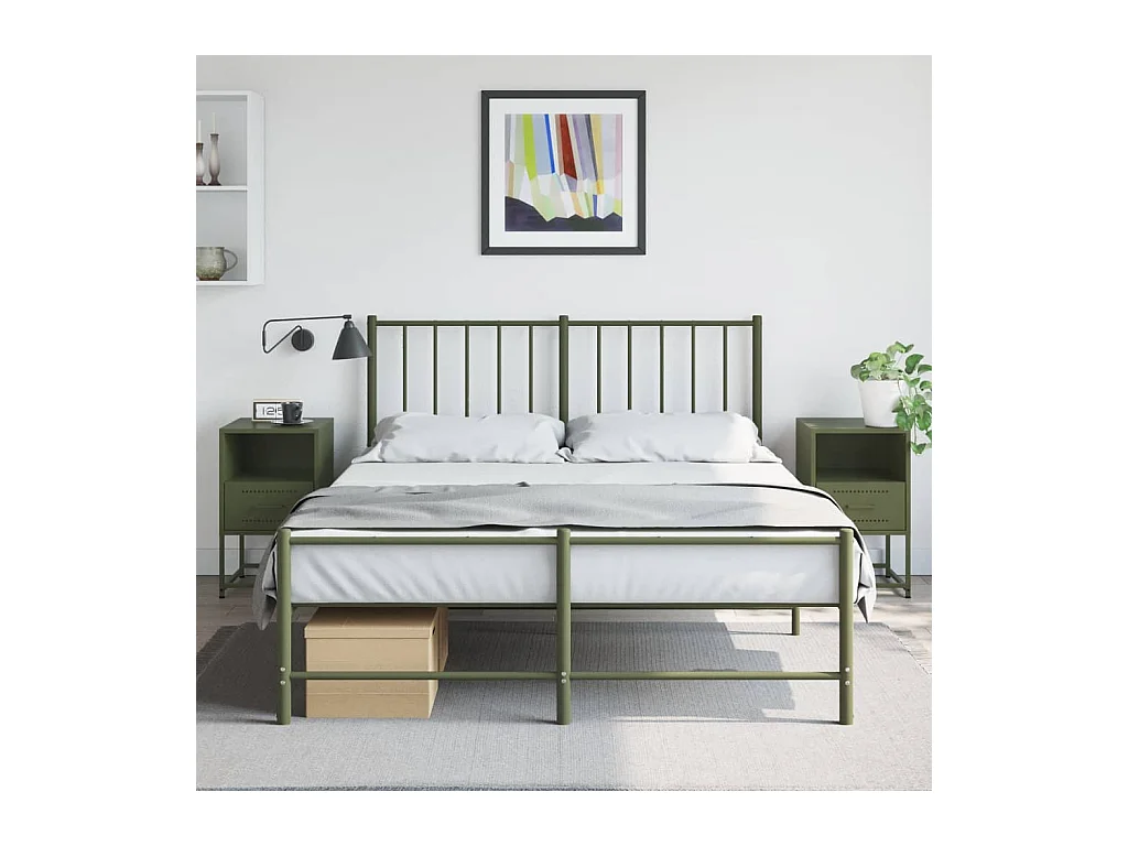 Tables de chevet 2 pièces vert olive 36x39x60,5 cm acier