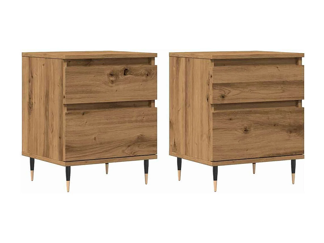 Nachtkastjes 2 st 40x35x50cm bewerkt hout artisanaal eikenkleur