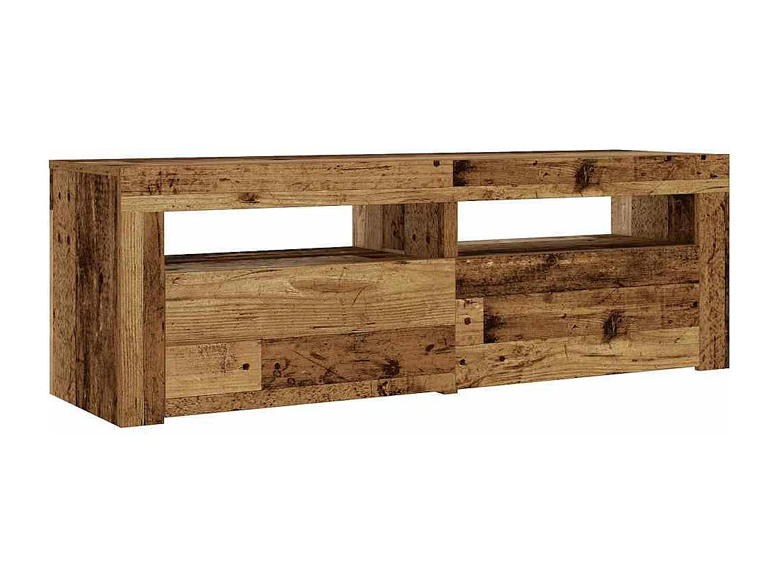 Tables de chevet 2 pièces avec LED vieux bois 60x35x40 cm