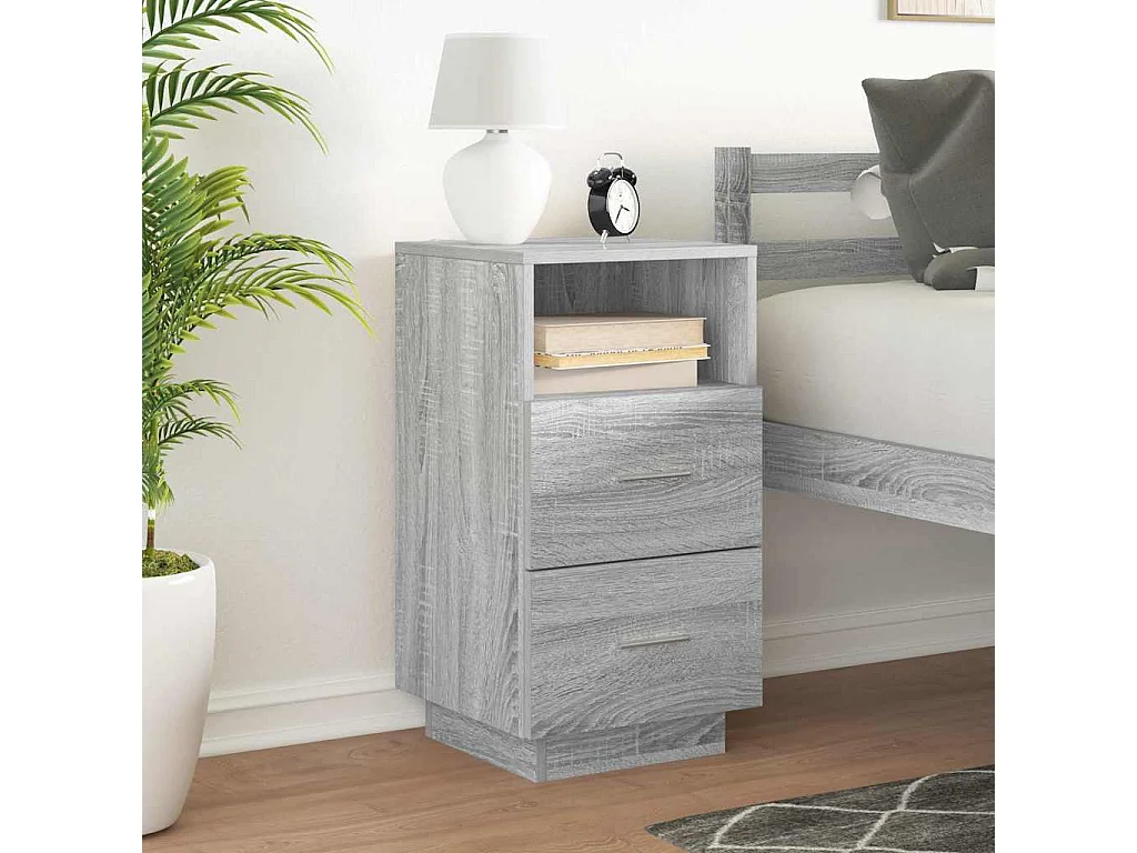 Table de chevet avec 2 tiroirs sonoma gris 36x36x68 cm