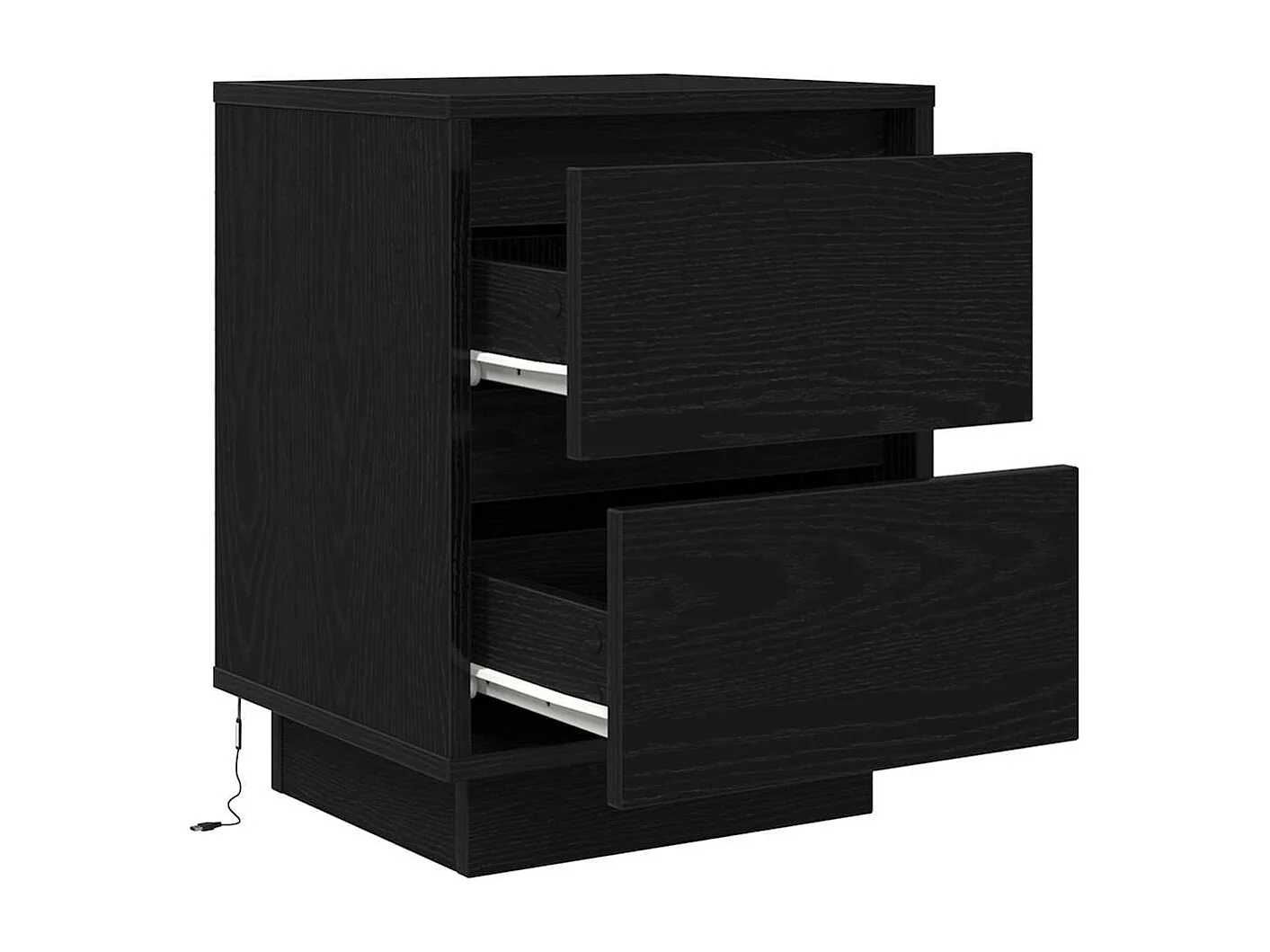 Tables de chevet avec lumières LED 2 pièces noir 38x34x50 cm