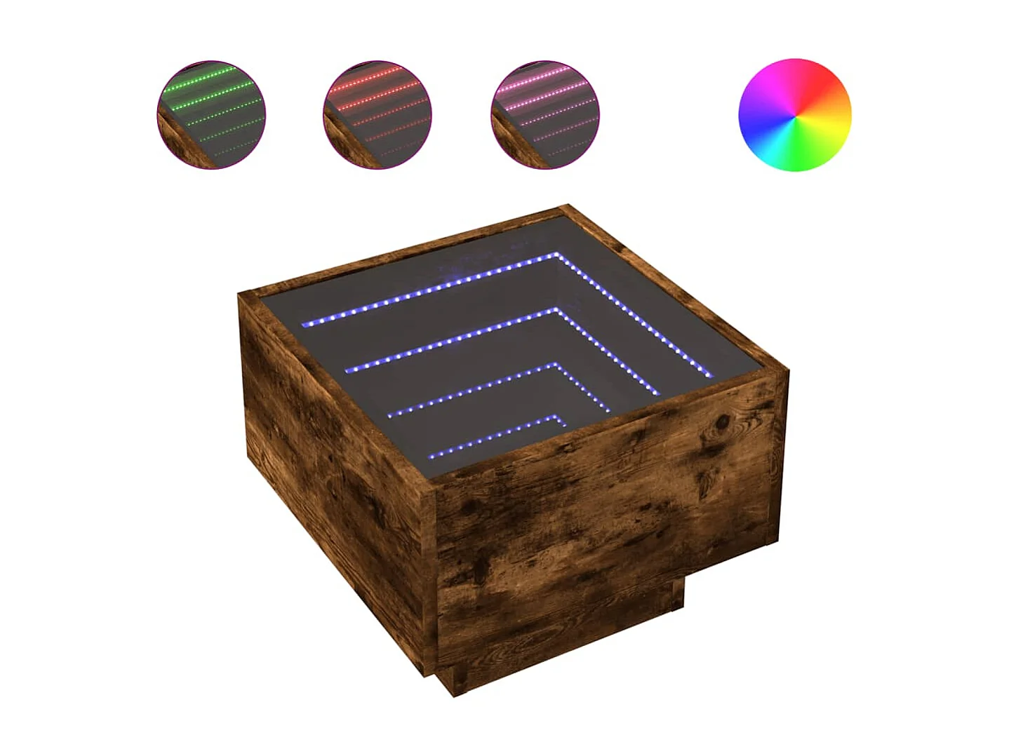 Nachtkastje met Infinity LED 40x40x30 cm gerookt eikenkleurig