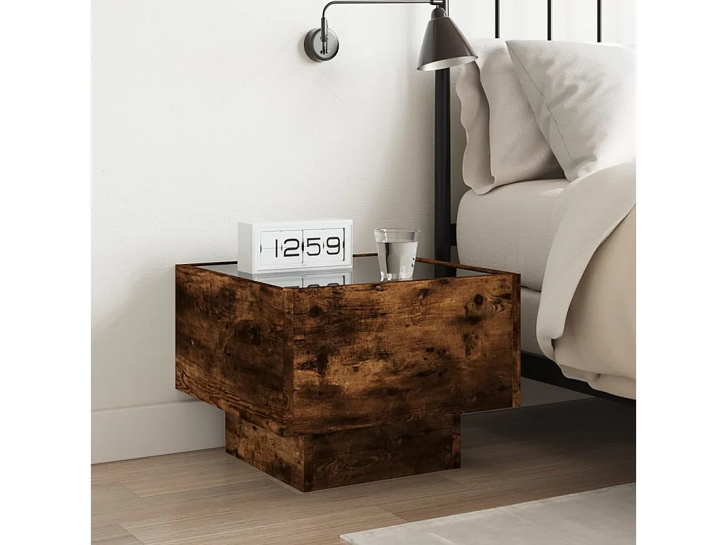 Nachtkastje met Infinity LED 40x40x30 cm gerookt eikenkleurig