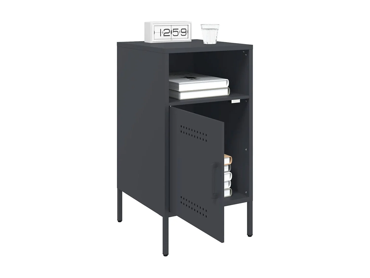 Table de chevet anthracite 36x39x68 cm acier laminé à froid