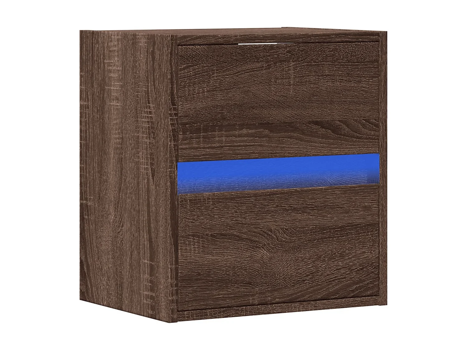 Table de chevet murale avec lumières LED chêne marron