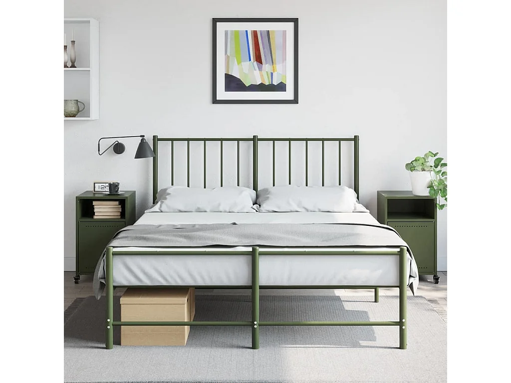 Tables de chevet 2 pièces vert olive 36x39x59 cm acier