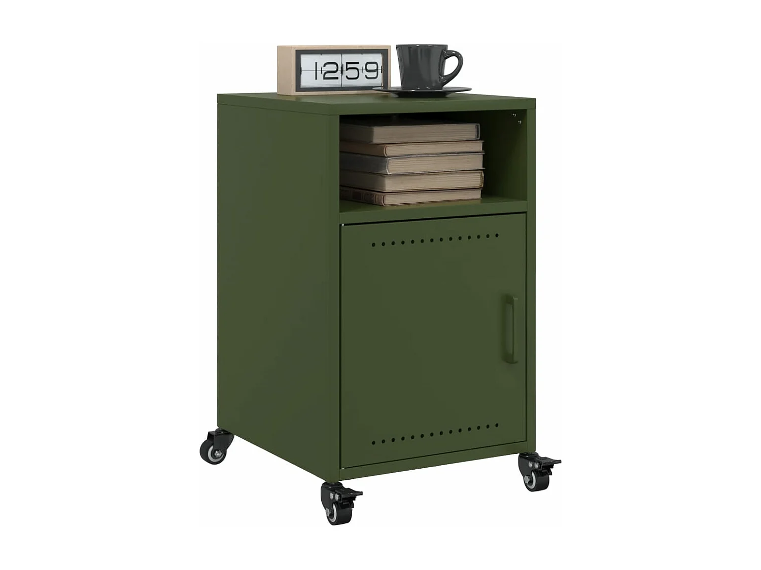 Tables de chevet 2 pièces vert olive 36x39x59 cm acier