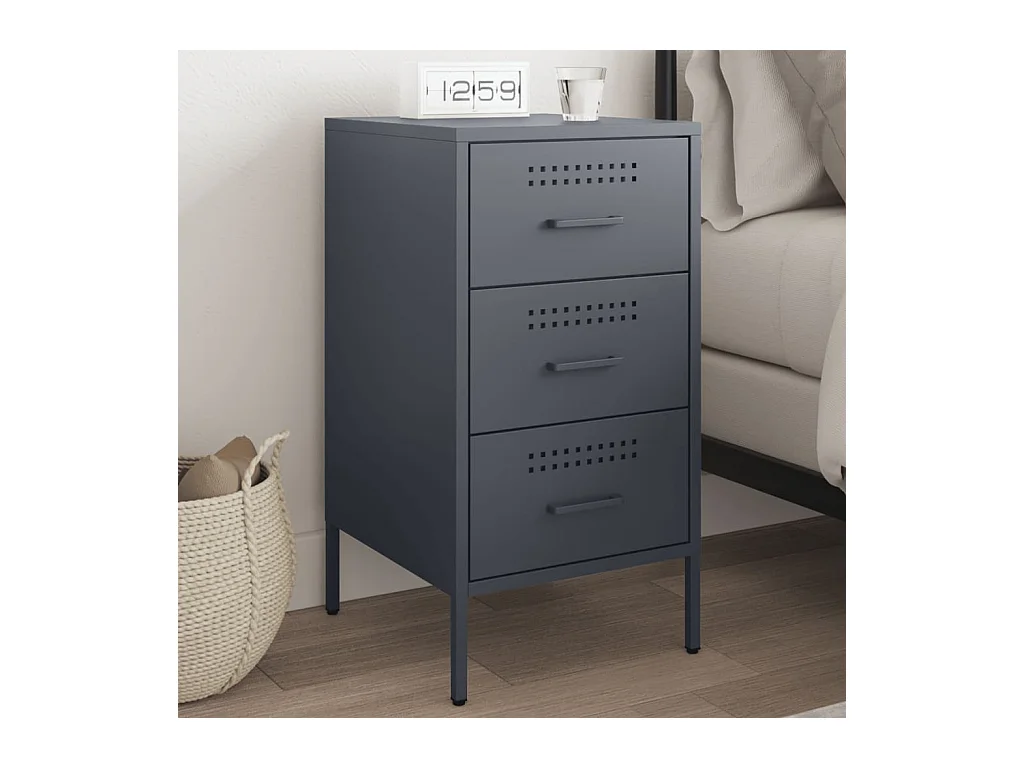Table de chevet anthracite 36x39x68 cm acier laminé à froid